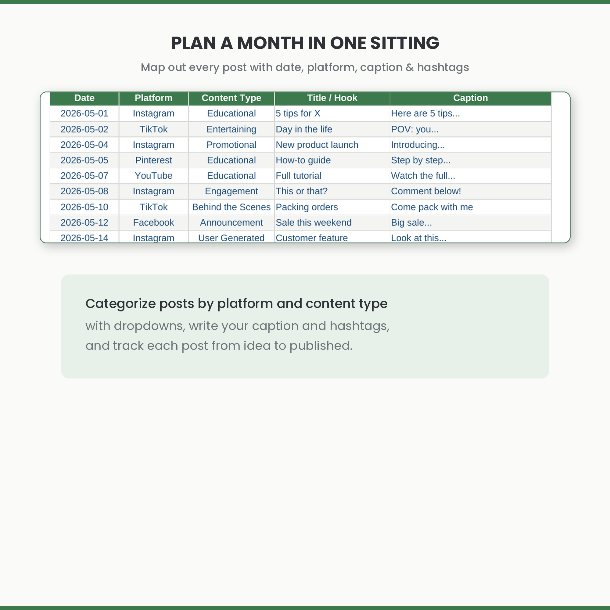 Social Media Content Planner